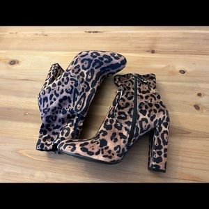 Chunky Heel Leopard Bootie